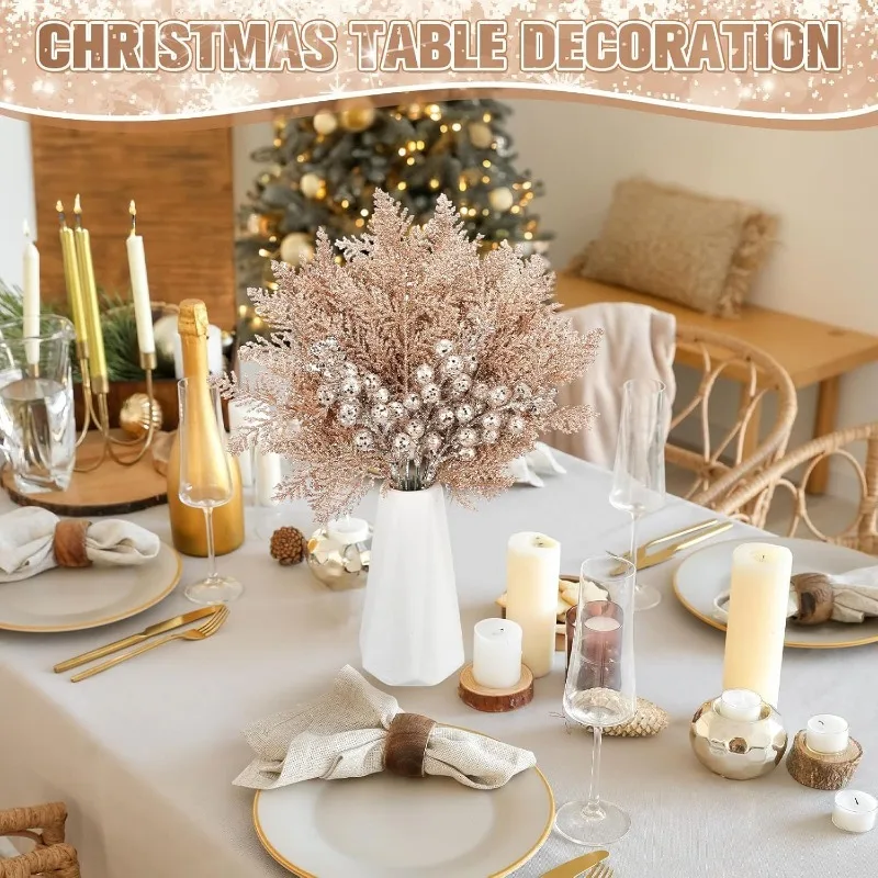 10 قطعة بريق عيد الميلاد الديكور الاصطناعي Berrys شجرة عيد الميلاد معلقة المنزل زهرة 2026 ديكور إكليل ذاتي الصنع هدية اكسسوارات