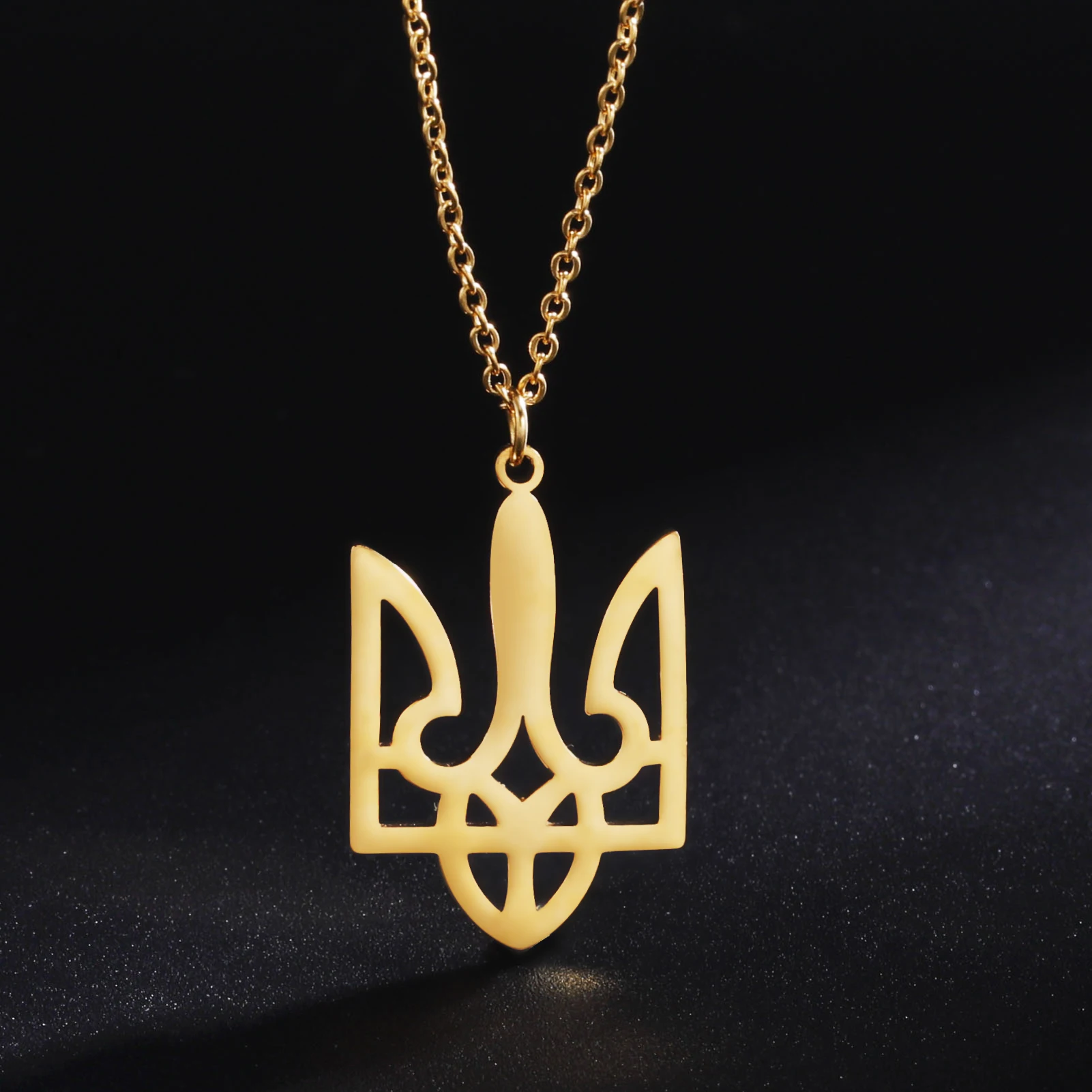 Tryzub Ukraine Pendant Necklace Trident National Symbols Of Ukraine Chain Necklaces Stainless Steel Ukrainian Solidarity Jewelry