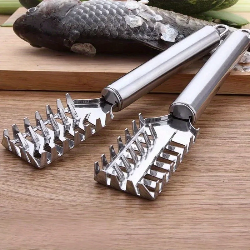Cuchillo de escamas de pescado de acero inoxidable, raspador de dientes de sierra, raspado, deshuesado, filetado, corte, raspado, cuchillo de trozo, 1 ud.