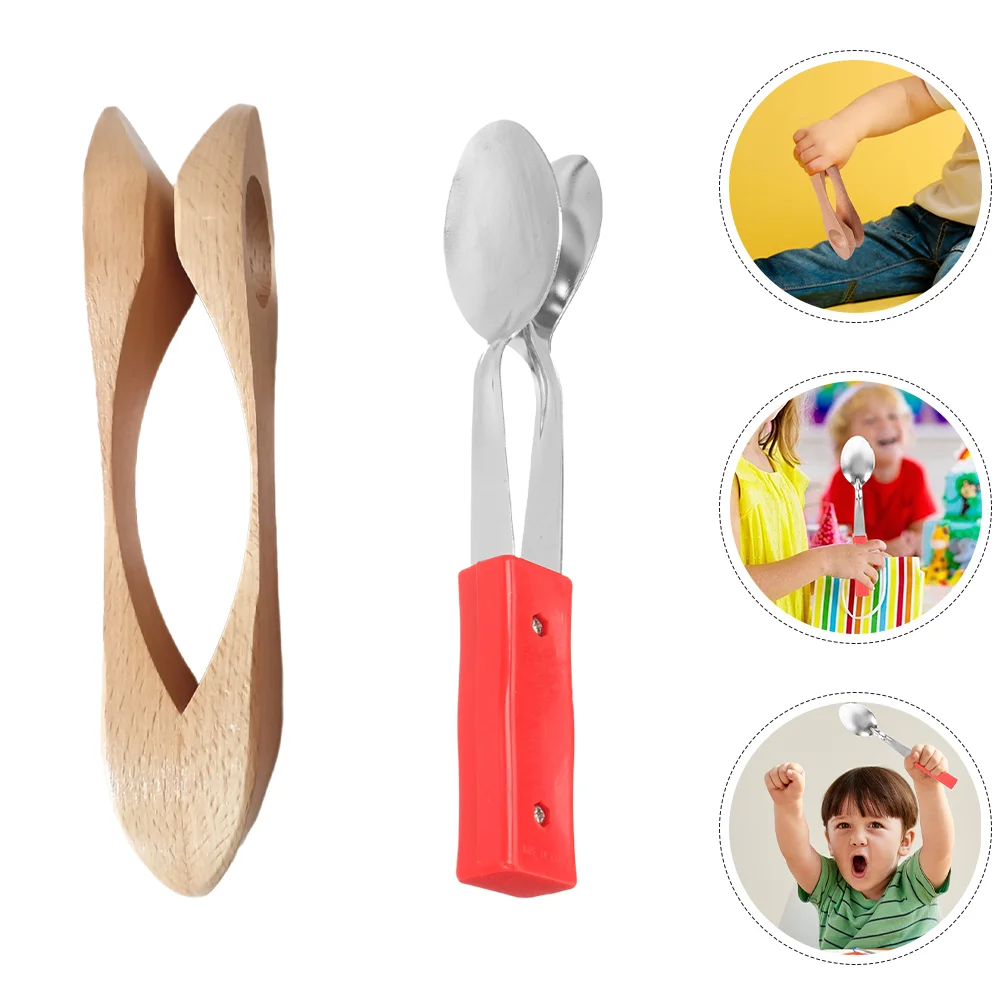 

2 Pcs Music Spoon Instrument Percussion Instruments for Adults Musical Spoons Wooden Western Beech