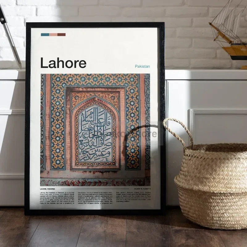 حائط لوح رسم الفن صور آسيا باكستان ملصقات السفر Lahore Karachi مدينة المشهد يطبع غرفة المنزل ديكور حديث هدية #3