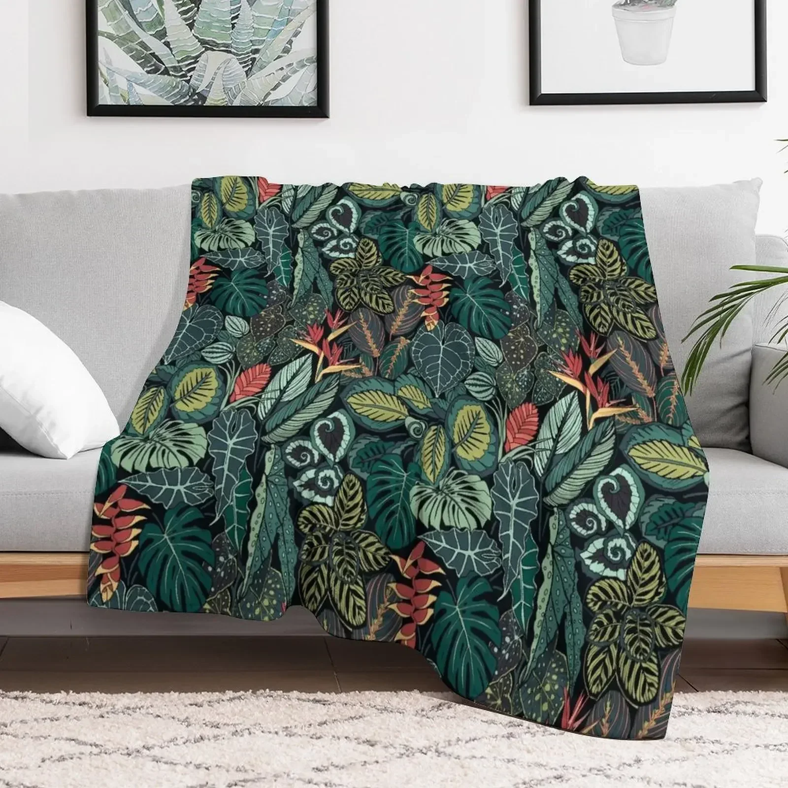 Rainforest Leaves Throw Blanket blankets ands Flannel Loose Blankets