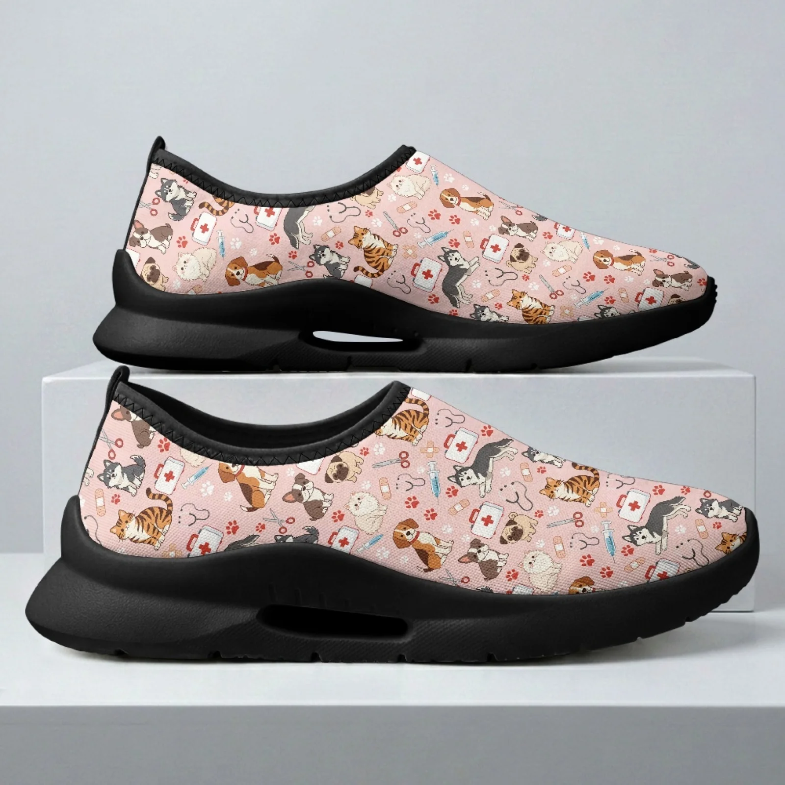 PENSTROLL Vet Cat Dog Print Slip on Casual Walking Shoes for Men Work Sports, Comfortable Low-top Fashion Sneakers