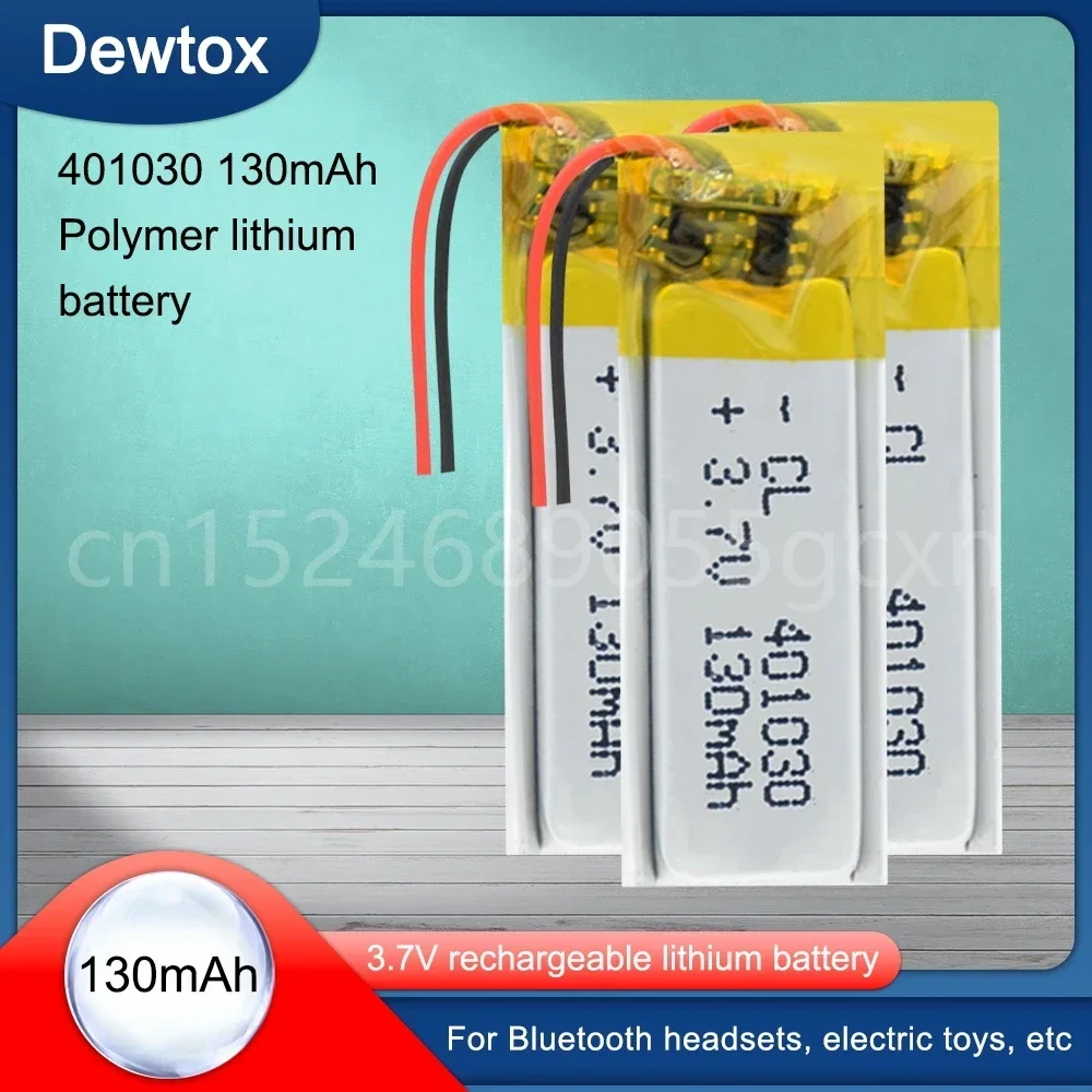 3.7V Lipo cells 401030 130mah Lithium Polymer Rechargeable Battery For MP3 MP4 GPS Bluetooth headset Hearing aid selfie stick