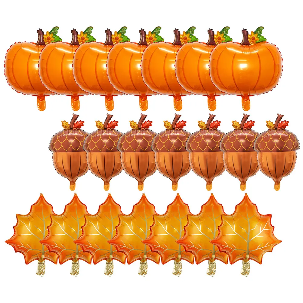 

Thanksgiving Balloons Decorative Fall Party Pumpkin Maple Leaf Pine Cone Aluminum Foil Sturdy Long Lasting Gifts Classmates