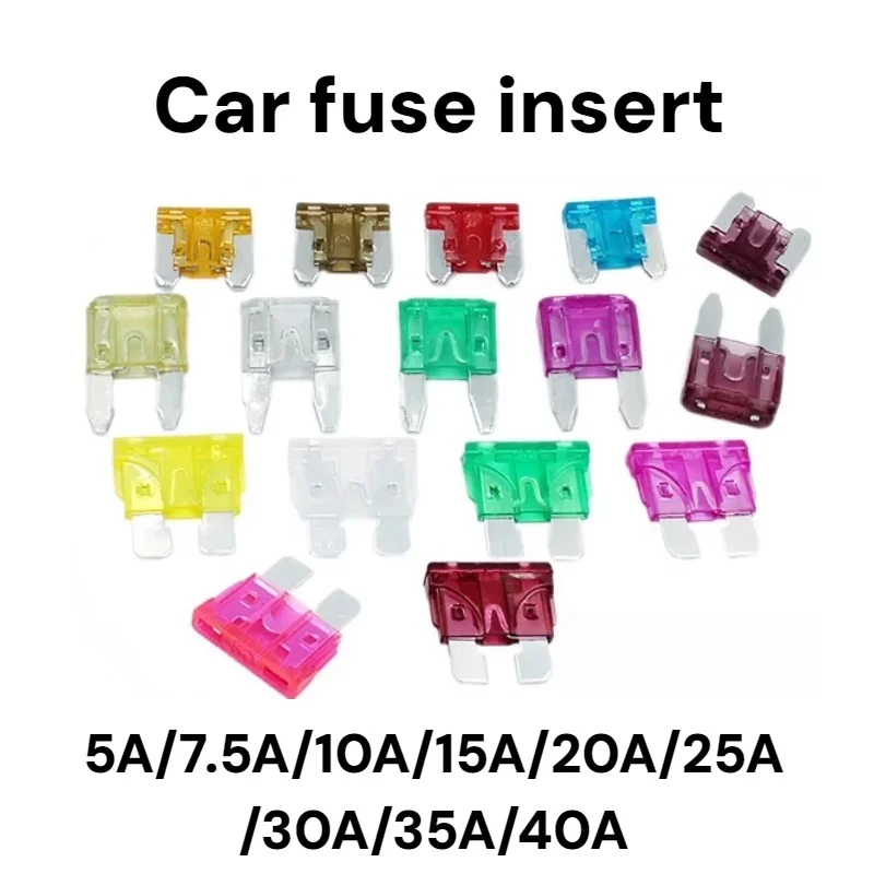 10/100PCS Small/Meduim/Mini Standard Blade Fuse Insert  1A 2A 3A 5A 7.5A 10A 15A 20A 30A 40A 50A Refitted For Auto Car Truck