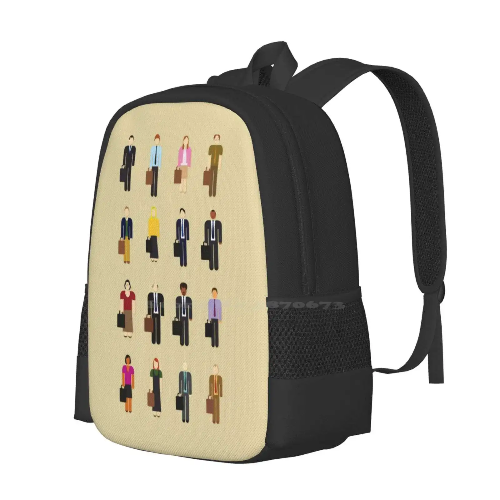 The Office : Characters Teen College Student Backpack Pattern Design Bags Jim Halbert Michael Dwight Pam Angela Oscar Schrute