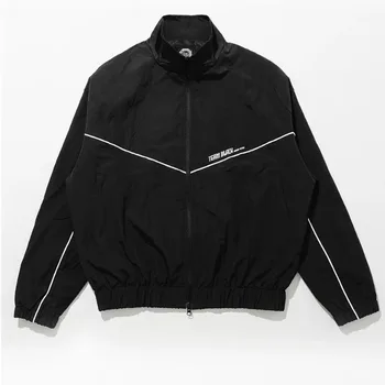 Jinx Team Black Jacket Unisex Windbreaker Sports Coat Men Women Loose Track Activewear Couple Top Embroidery Y2k Outerwears