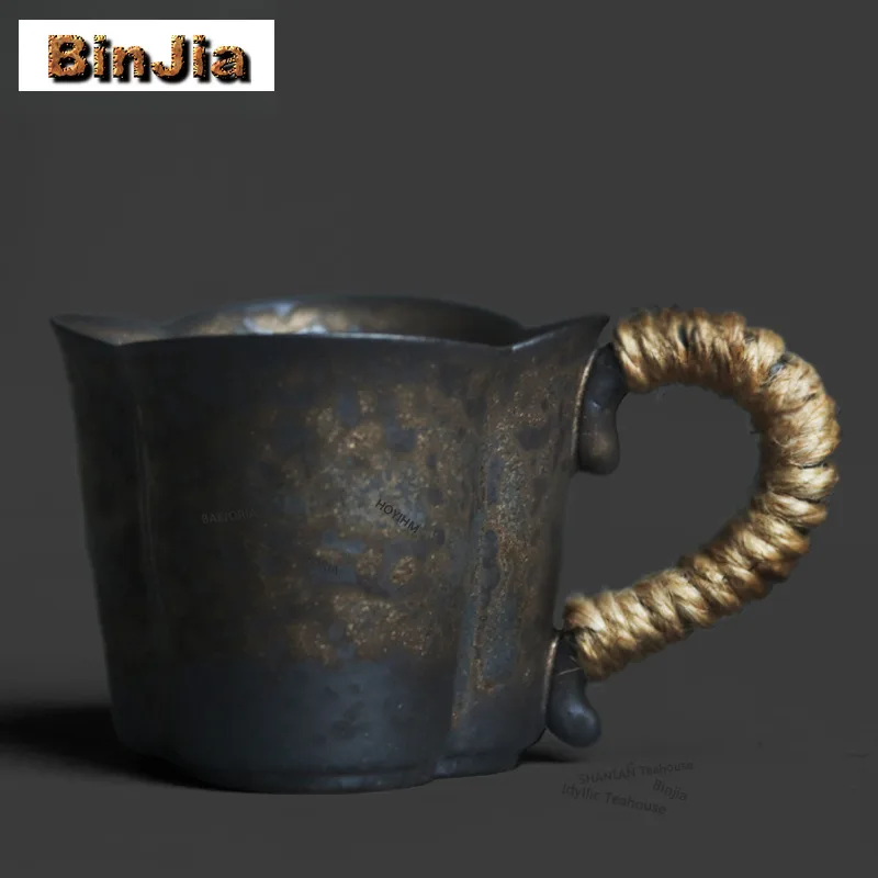 BAEJORIA 50ml Black-gold Petal-shaped Teacup Ancient Tea Bowl Set Of Cups Tea-tasting Smelling Cup Jianzhan Master Cups Puer Cha