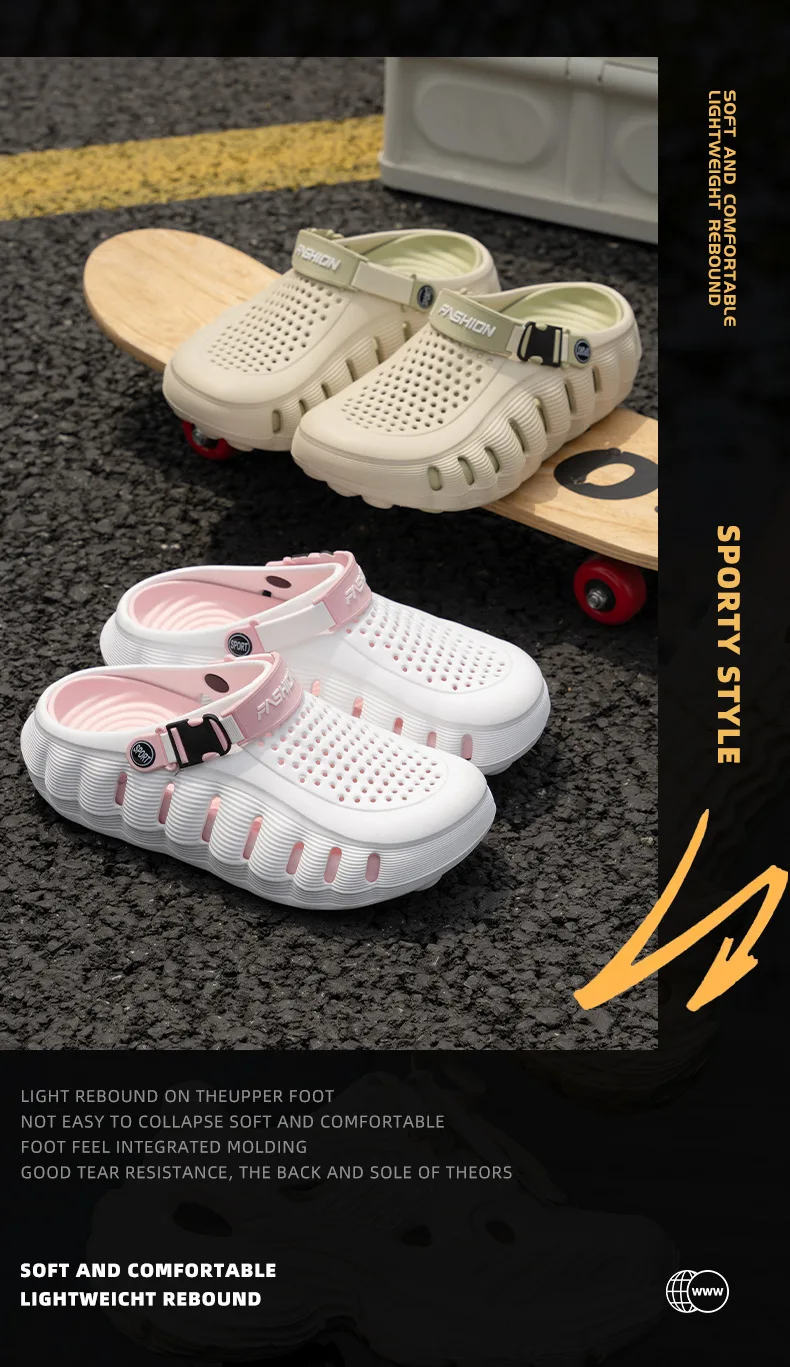 2026 Neue Herren-Lochschuhe, Rutschfeste EVA-Hausschuhe mit Weicher Sohle, Zweifach Tragbar, Coole Slipper, Atmungsaktive Sommer-Outdoor-Strandschuhe – Detail 11