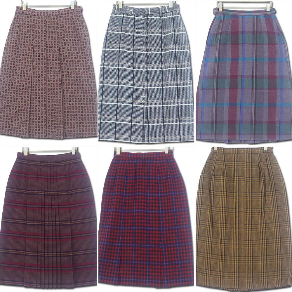 

Vintage Plaid A-Line Skirt Slimming High Waist Wool Blend Daily Wear Commute Sle Women's Midi Skirt G