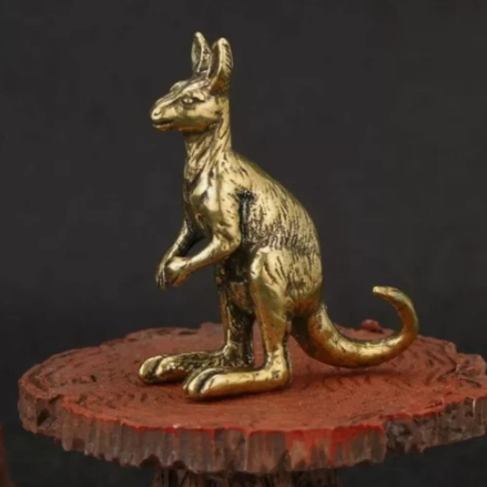 Brass Kangaroo Animal Statue Small Sculpture Tabletop Figurine Home Decor Gifts