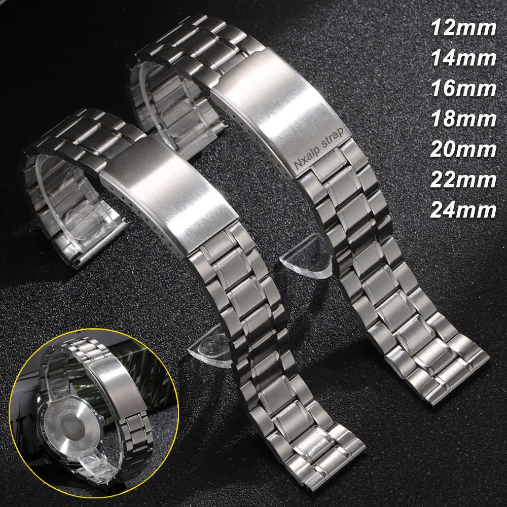 Stainless Steel Watch Band 12mm 14mm 16mm 18mm 20mm 22mm 24mm Universal Wristband Men Women Bracelets for Seiko for Rolex Strap