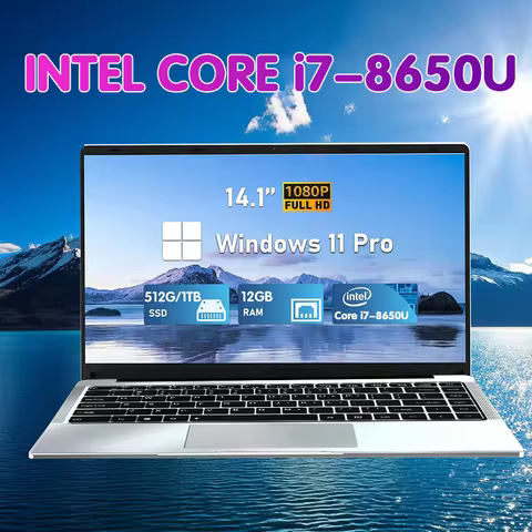2026 New Office i7 Laptop Intel Core i7-8650U Windows 11 Pro 12GB RAM 1TB/2TB SSD 4K HD NoteBook Study Laptops