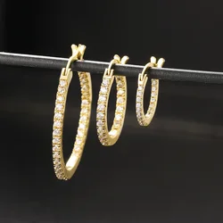 Punk Round Hoop Earrings For Women Fashion Crystal Small Circle Gold Color Cartilage Earings Girl Party Jewelry Accessories E398