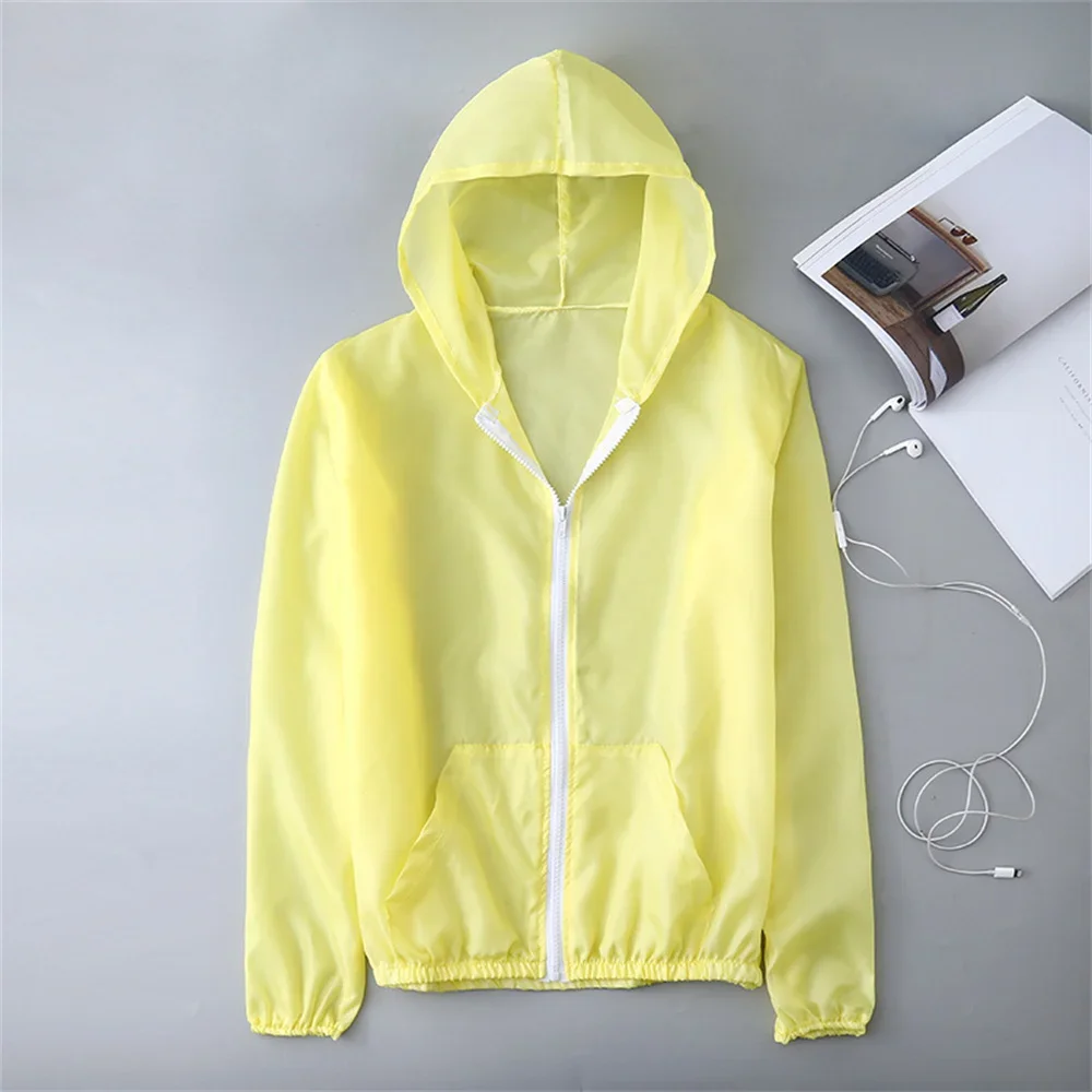 Summer Ice Silk Sunscreen Clothing Women\'s Solid Color Ultra-thin Breathable Quick-drying Outdoor Men\'s Waterproof Hooded Jacket