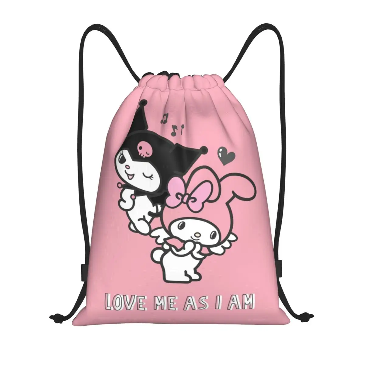 Sac à dos personnalisé Kuromi Melody Cartoon Proximity Wstring pour hommes et femmes, sac de sport, sac de sport, sac d'entraînement