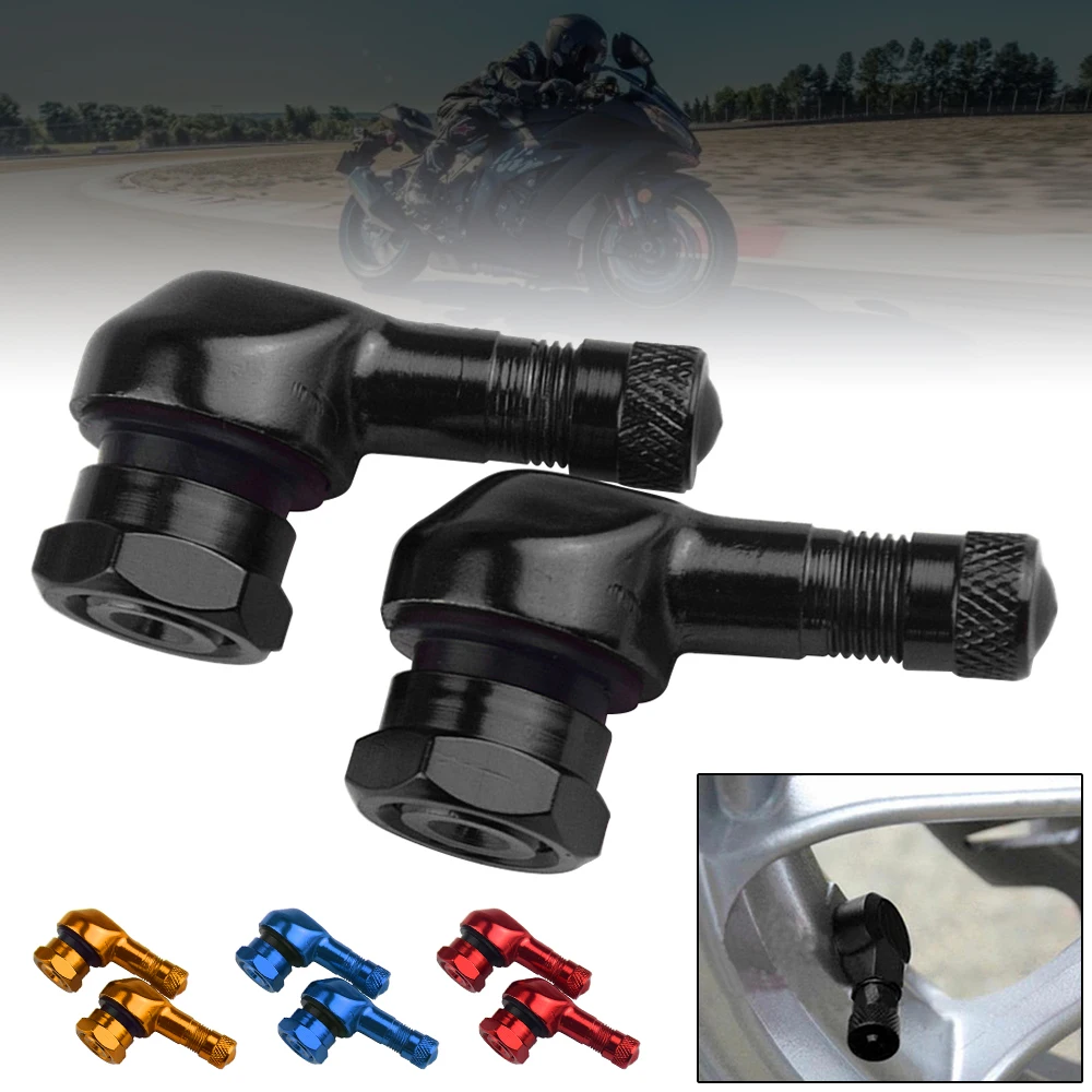 2pcs Motorcycle Wheel Tire Tubeless Valve Stems Aluminum Alloy Valve Motorbike Rim 90 Degree Angle for Rim Wheel Parts