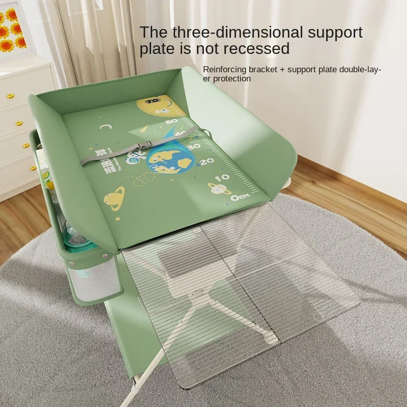 Portable Baby Changing Table with Wheels,Foldable Changing Station, Waterproof Height Adjustable Diaper Table with Large Storage