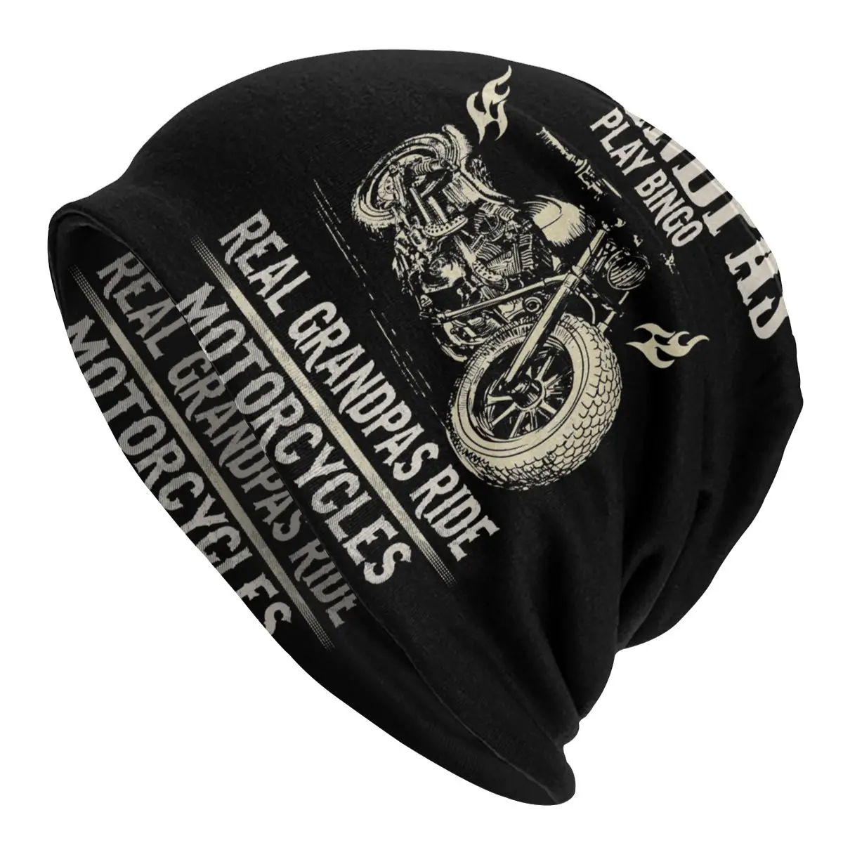 Vintage Motor Rides Motorcycle Bonnet Hats Knitted Hat Autumn Winter Street Skullies Beanies Hats Unisex Adult Warm Dual-use Cap