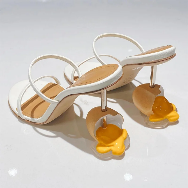 

2025 Egg Stomping Niche Design High-Heeled Sandals for Nightclubs Sexy and Irregular Heels Shoes for Women