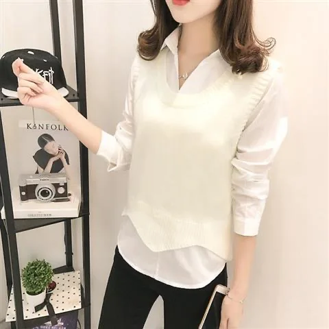 Irregular High Low Sweater Vest For Women Korean Style Fashion Sleeveless Knit Cover-Up Yellow Black Green Short Top