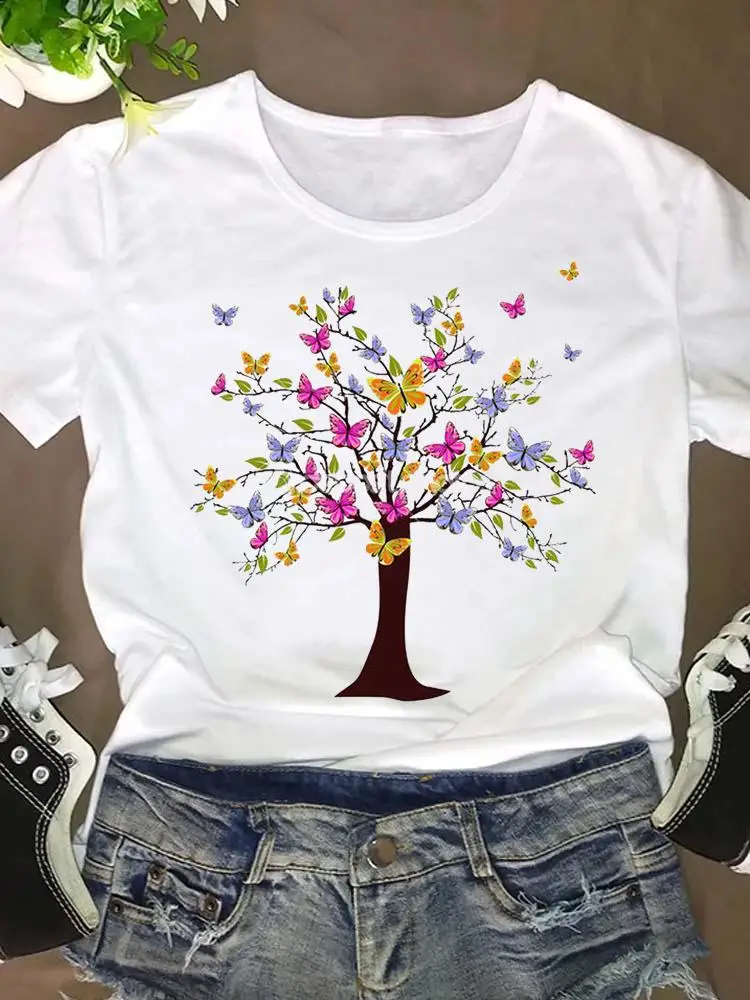 

Graphic T Shirt Women Tree 90s Printing 2022 90s Short Sleeve Summer Tee Fashion Clothing Clothes Cartoon T-shirt Female Top