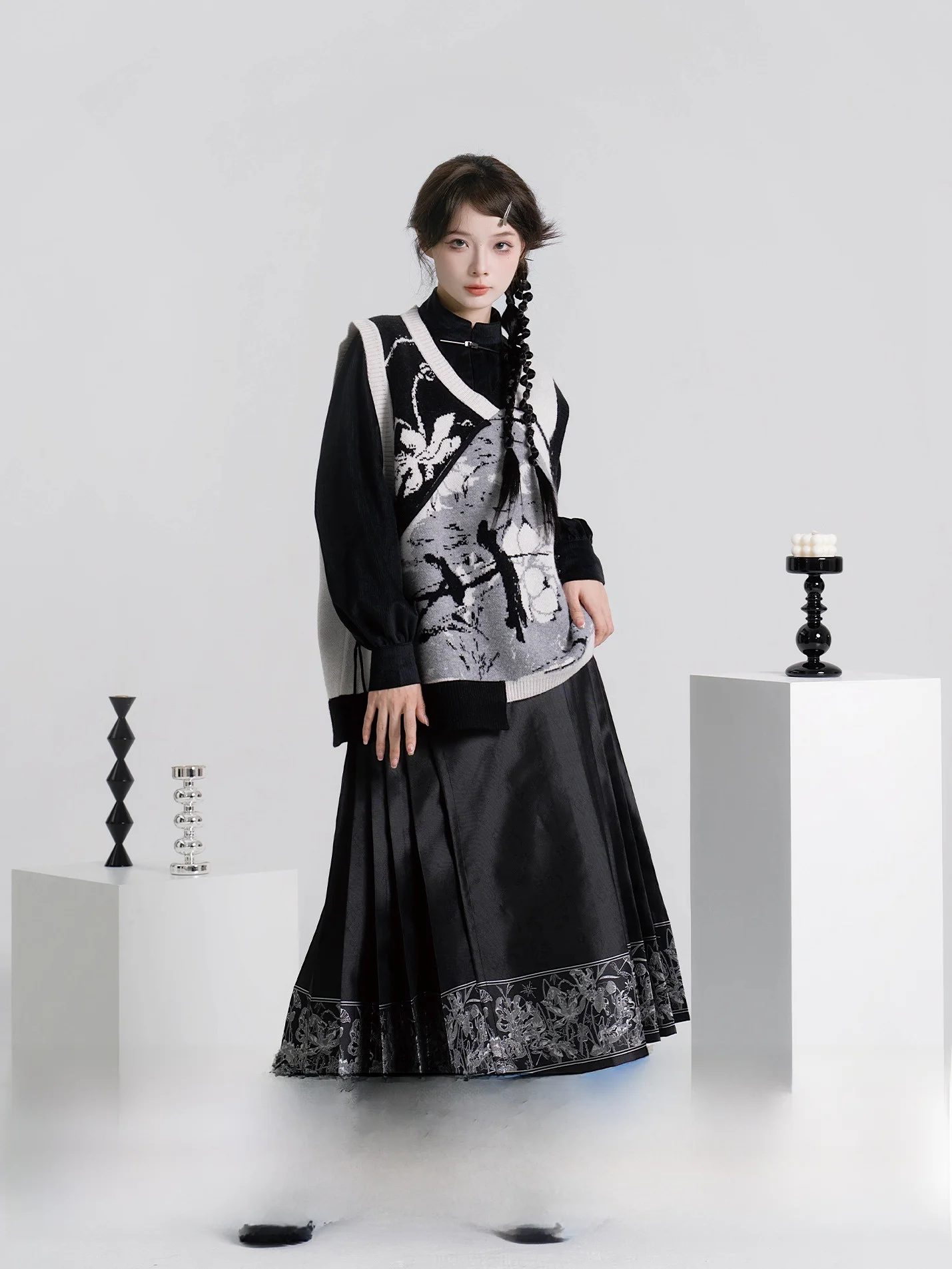 

Bla Новый китайский свитер с вышивкой, юбка с хвостом, осень-зима, повседневная одежда, полиэфирное волокно, 00% чистая электронная коммерция