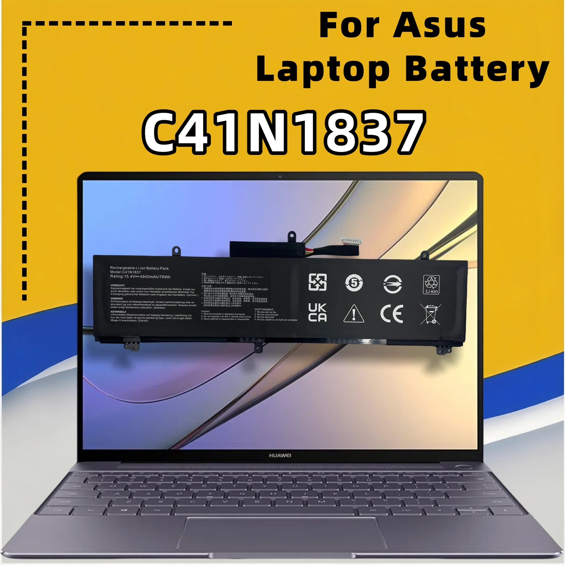 FRLESUI C41N1837 Replacement High‑Quality Gaming Notebook Battery 76Wh For Asus Zephyrus TUF Dash F15 0B200‑03380100 Li‑Polymer