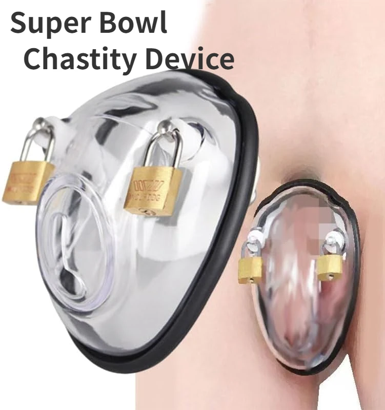 Male Fully Chastity Cage Ball Stretcher Ejaculation Delay Silicone Plastic Bowl Cage Sex Toy for Men Cockring Penis Ring Toy