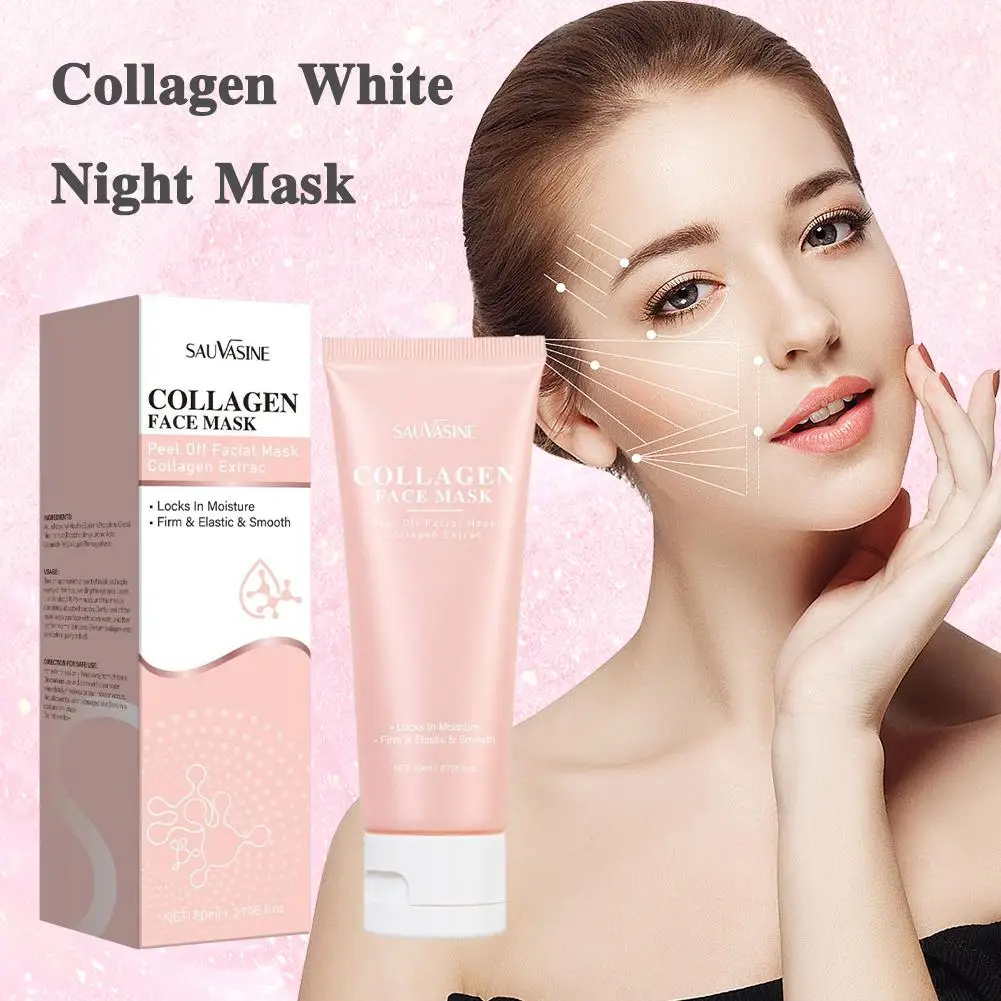 Collagen White Night Mask Deep Nourishing Firming Lifting Hydrating Moisturizing Facial Skin Care Mask 80ml