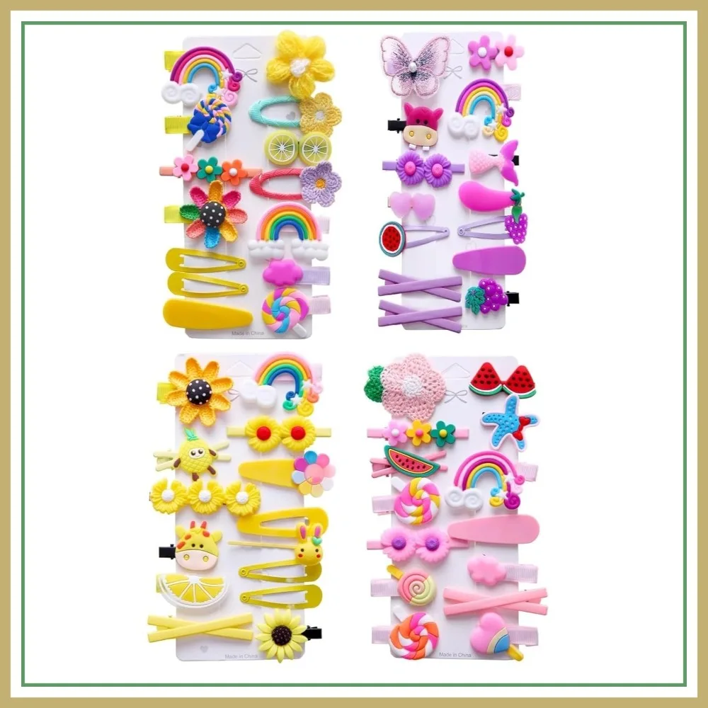 

56PCS Rainbow Hair Barrettes, Pins, Fruits, Butterflies for Stylish Hairstyles