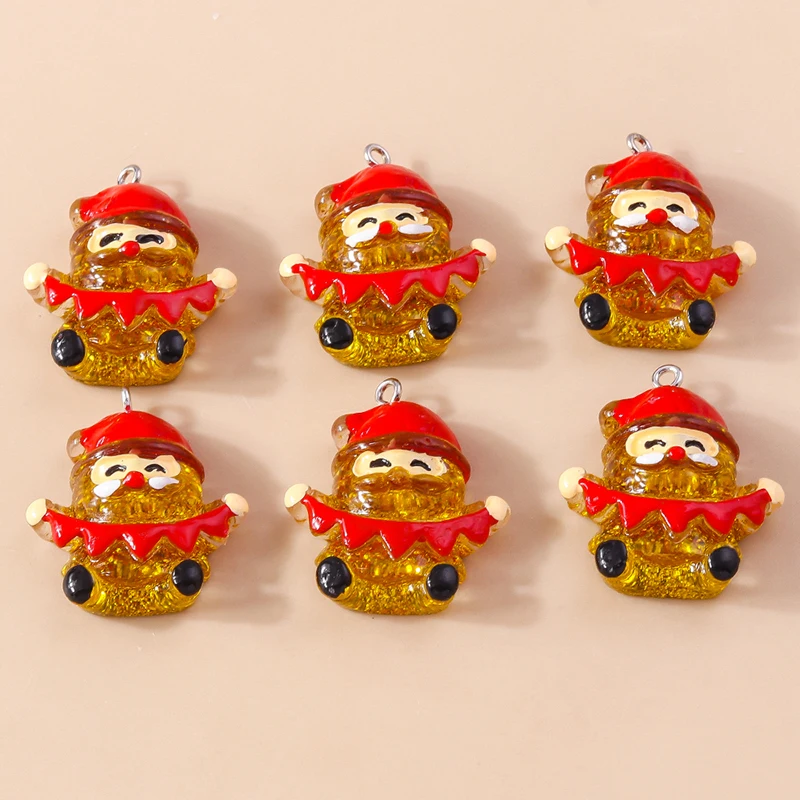 10 Stück niedliche Weihnachtsanhänger aus Kunstharz mit Weihnachtsmann, Rentier und Baum für die Herstellung von Halsketten, Ohrringen, DIY-Bastelarbeiten und Schmuckzubehör – Detail 34