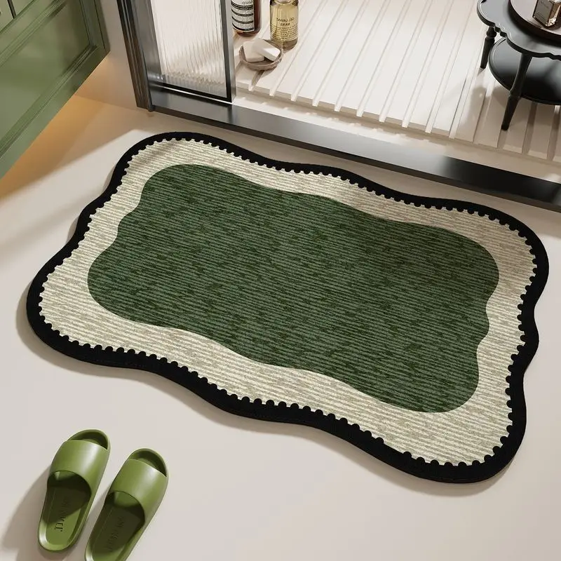 VIKAMA. Ancient-Style Entrance Rug At  Easy-To-Clean Foot Mat For Bedroom, Bathroom And Toilets. New Green Home Decoration.