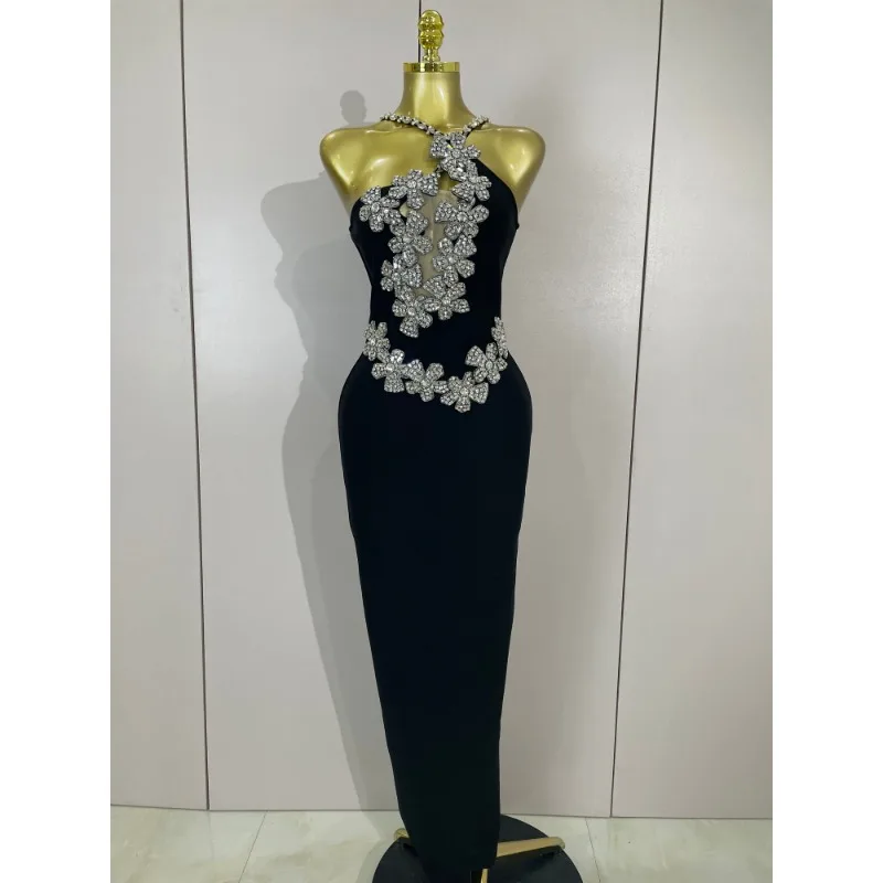 Sexy Backless Shiny Crystal Diamonds White Bodycon Bandage Dress Women Celebrity Elegant Evening Club Party Birthday Dresses - view 4
