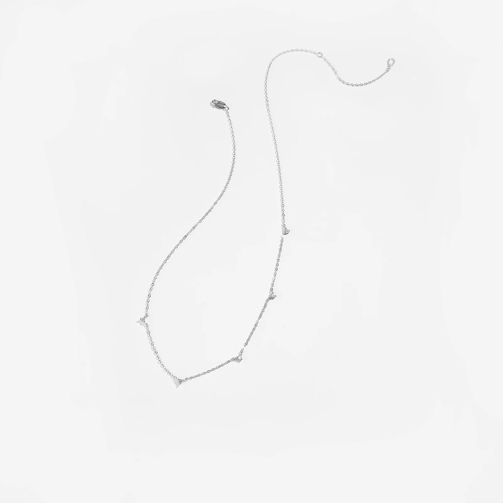 VEWANT 925 Sterling Silver Small Clear Zircon Long Chain Regulowany naszyjnik 2024 Kobiety Drobna luksusowa prosta biżuteria — zdjęcie 5