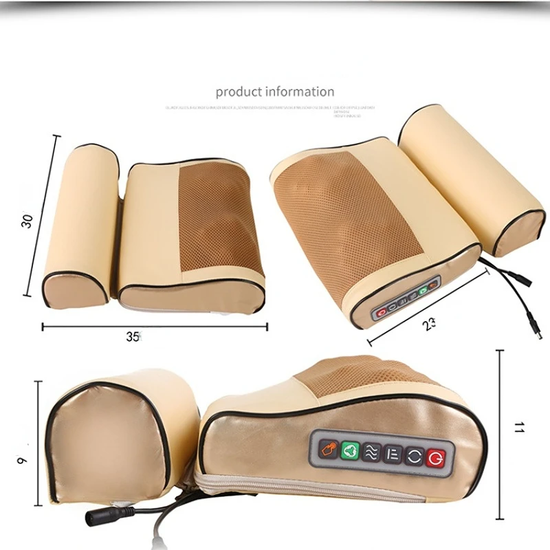 Almohada eléctrica de masaje térmico para cuello y hombros, dispositivo de masaje Shiatsu para la espalda, cuerpo completo, salud Cervical, multifuncional