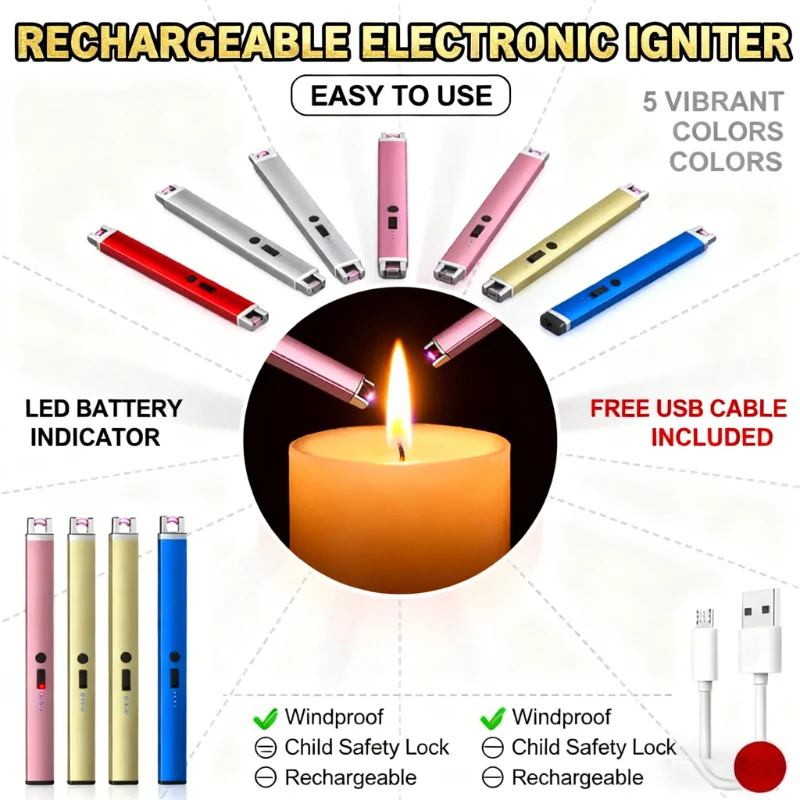 

Multi-Scenario Arc Plasma Lighter - USB Rechargeable Flameless Windproof Pulse, Ideal for Kitchen, Outdoor BBQ & Candle Ignition