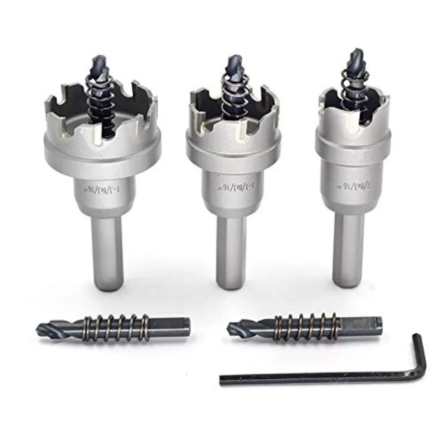 

Hole Saw Set 3pcs 3/8 Inch Shank Diameter 7/8 1-1/8 1-3/8 Cutting Dia TCT Carbide Tipped Tooth Drill Bit for Stainless Steel Me