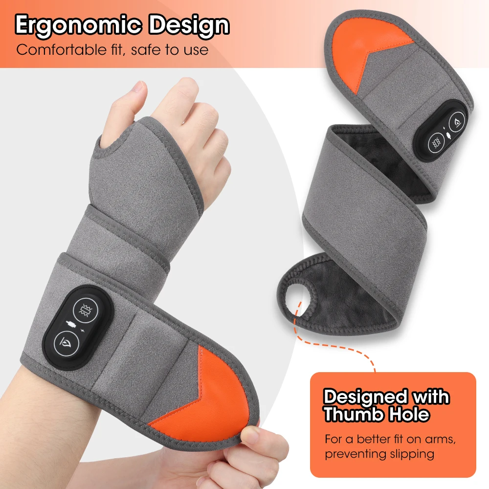 Electric Compress Hot Wrist Wrap 36/48 LEDs 3 Modes 660nm 850nm Infrared Wearable Joint Support Portable Hand Relaxation Brace