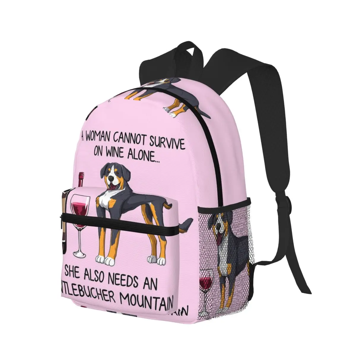 

Entlebucher Mountain Dog And Wine Забавный подарок для собаки, мамы, студенческого рюкзака, школьной сумки, рюкзак для мальчиков и девочек, сумка для книг, сумка на плечо