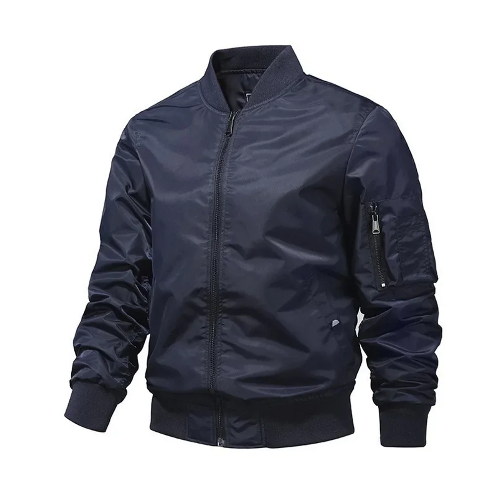 Jackets for Men, Monochromatic Bomber Jacket, Outerwear, Aviator Baseball Jackets, Outdoor Clothing, Spring and Autumn