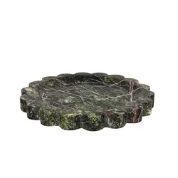 Wholesale D20xH2CM Circular Round Small Scallop Marble Trays Natural Jade Stone Storage Dried Fruit Dessert Snack Plate Catchall