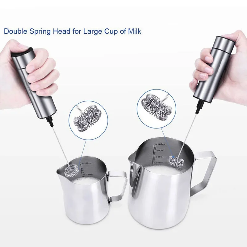 Electric Milk Frother Maker Wireless Handheld Stainless Steel Coffee Cappuccino Spring Foam USB Egg Beater Portable Blender