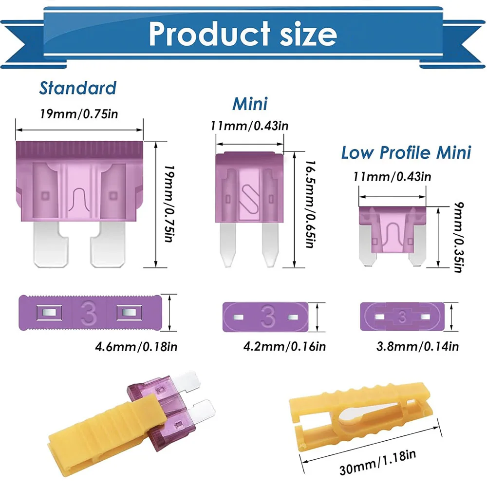 203-teiliges Sicherungs-Sortiment mit Sicherungsentferner und Stromkreisprüfer - Standard-, Mini- und Low-Profile-Mini-Sicherungsset 3A -40A – Detail 6