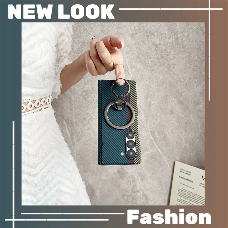 5G Tempered Film PC Protection Cover for Samsung Galaxy Z Fold 6 5 4 3 7 Fold7 Luxury Magnetic Adhesive Chain Holder Phone Case