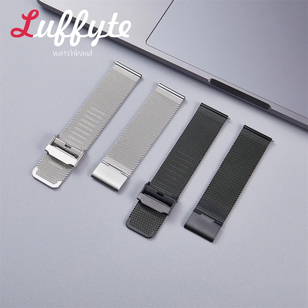 Edelstahl-Uhrenarmband, 20 mm, 22 mm, verstellbares Mesh-Armband, Schnellverschluss-Armband, Ersatz-Armbanduhrenarmband