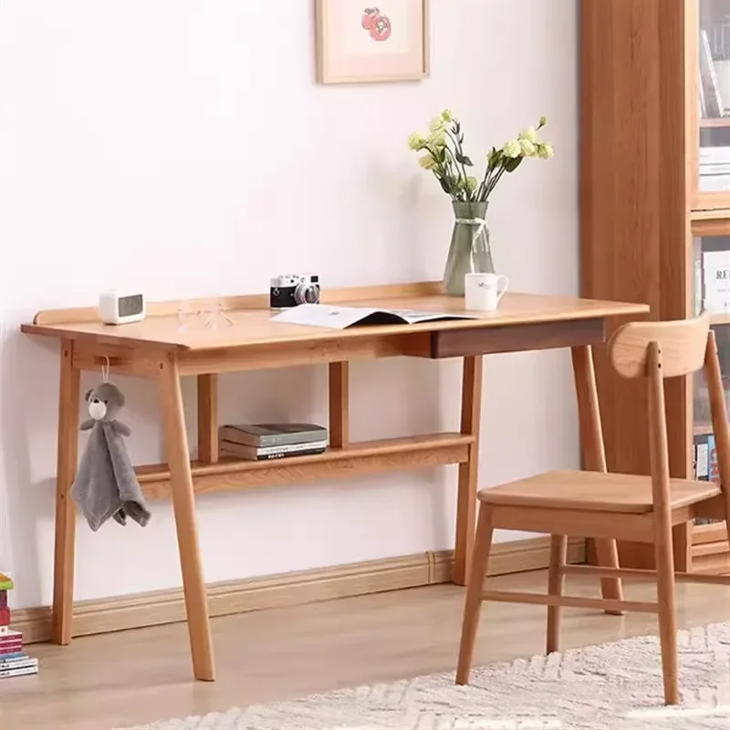 

Drawer small apartment cherry wood log computer desk modern simple home desk