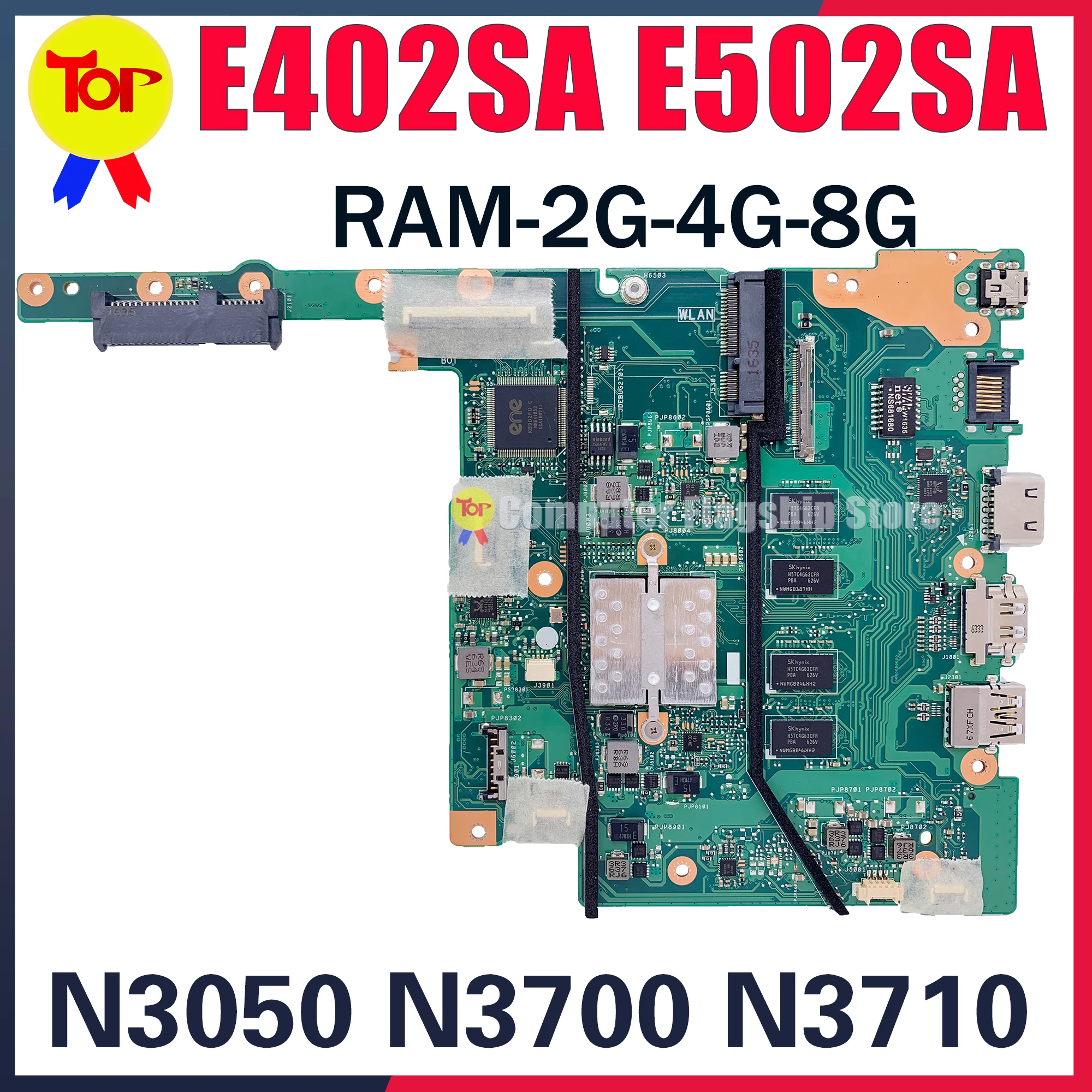 

KEFU E402SA Laptop Motherboard For ASUS VivoBook E502SA E402S E502S Mainboard N3050 N3060 N3700 N3710 2G/4G/8G-RAM 100% Working