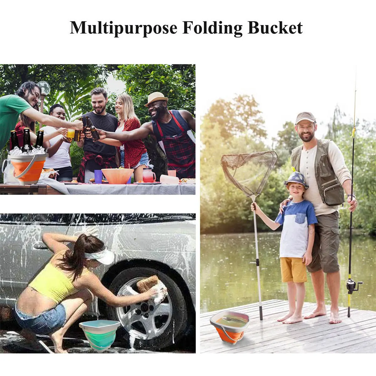 Beach Sand Play Water Set Folding Bucket Summer Toys for Children Kids Outdoor Game Youngster Sandbox Accessories Color Random